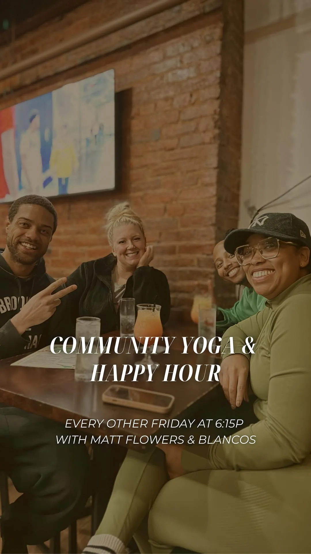 Guests at the community yoga and happy hour night